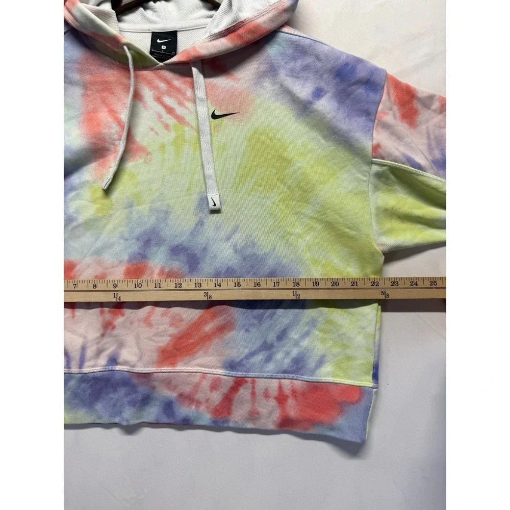 Nike Cropped Hoodie Womens‎ Small Multi Tie Dye Swoosh Logo Cotton Ribbed Trim